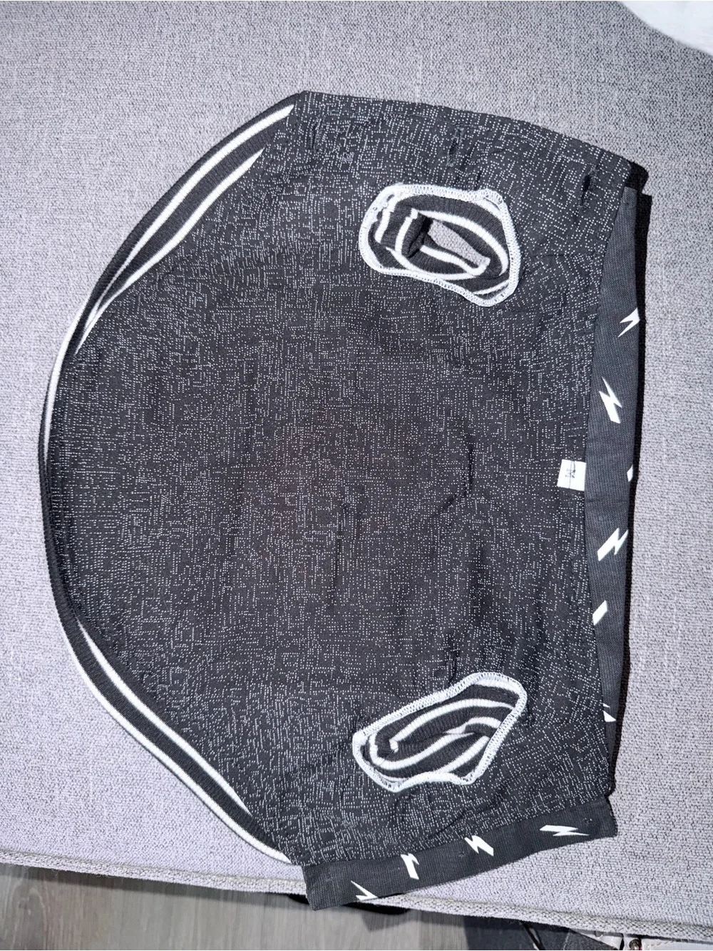 Handmade Dog Jacket Size M – Black Lightning Bolt Print